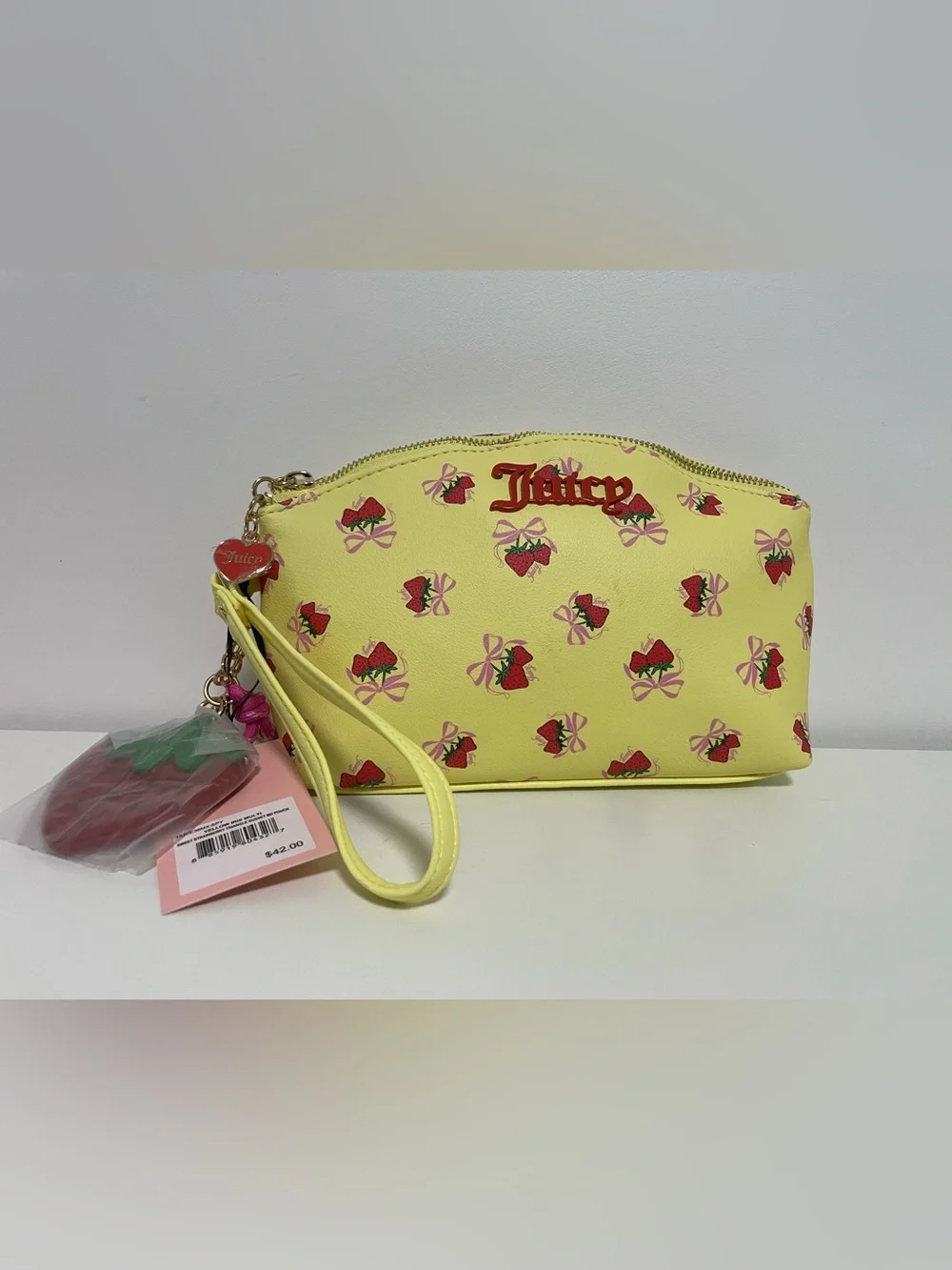 Juicy Couture Yellow Strawberry Print Wristlet